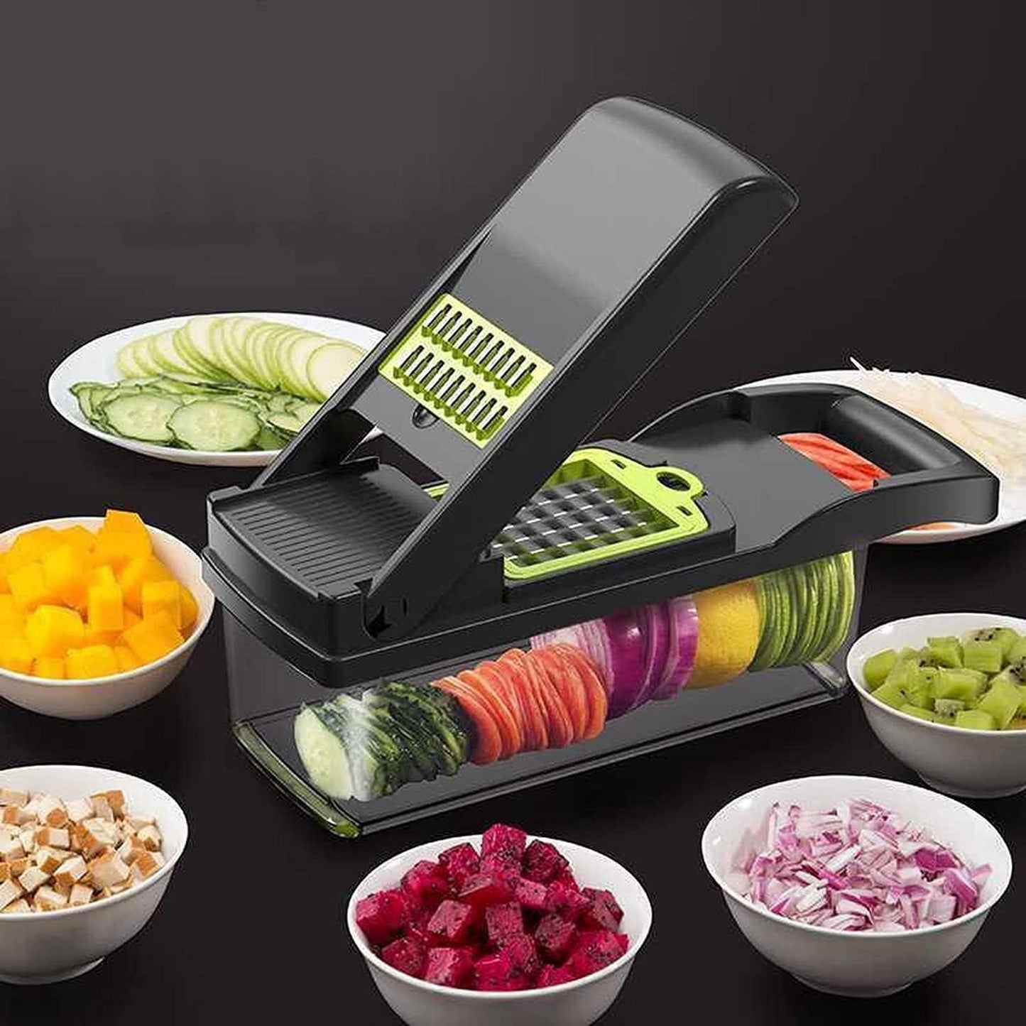 Vegetable Chopper 14 In 1 Mandoline Slicer Multi-Function Kitchen  7 Replaceable Stainless !!