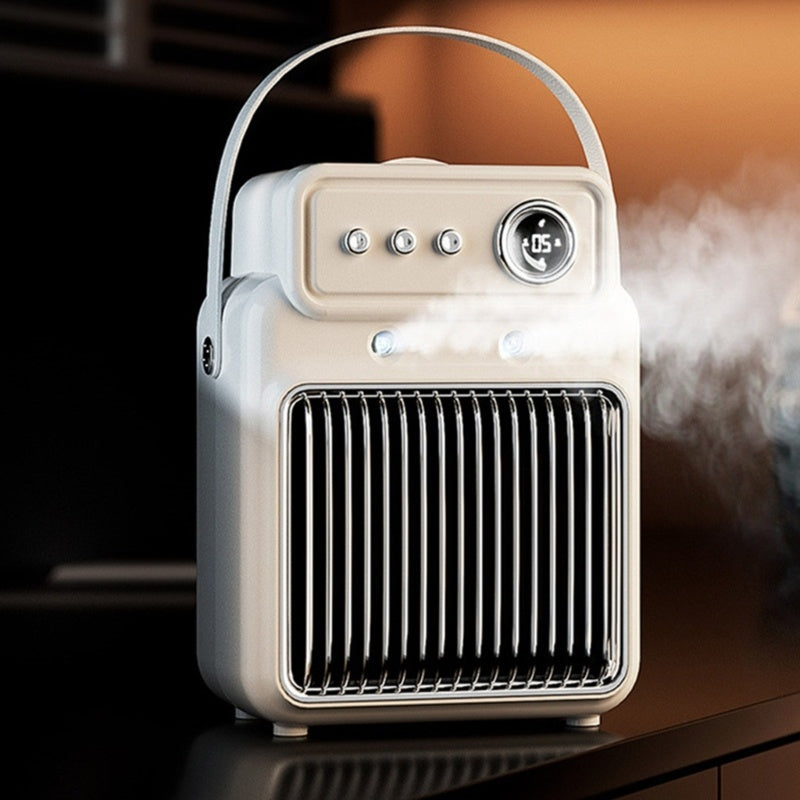 2 in 1 Electric Space Heater Fan & Humidifier Combo-1200W -Portable Heater W/timed Overheat Protection, Desk Heaters for Indoor Use -White