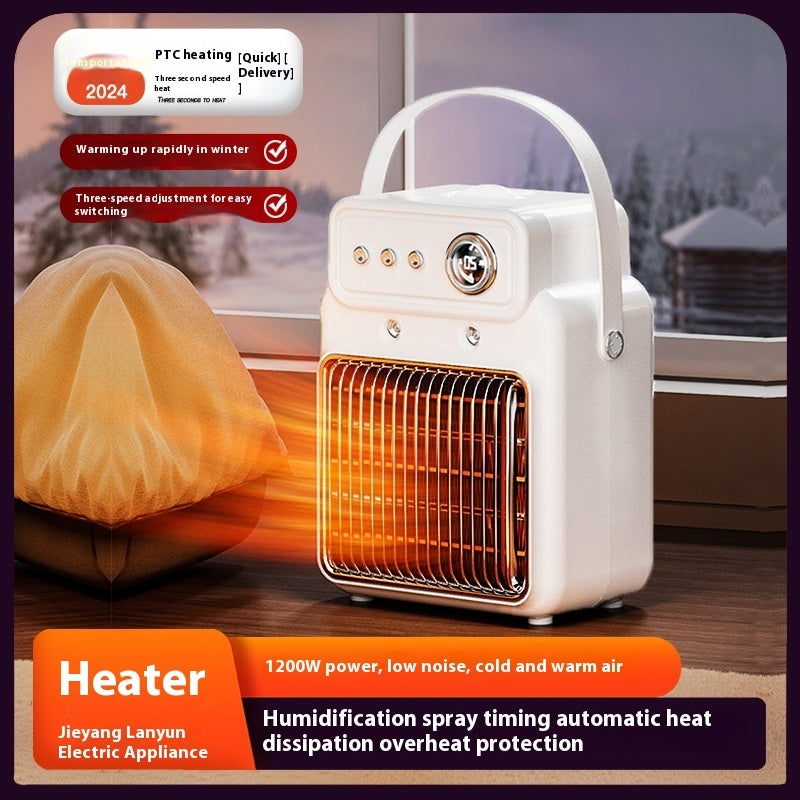 2 in 1 Electric Space Heater Fan & Humidifier Combo-1200W -Portable Heater W/timed Overheat Protection, Desk Heaters for Indoor Use -White